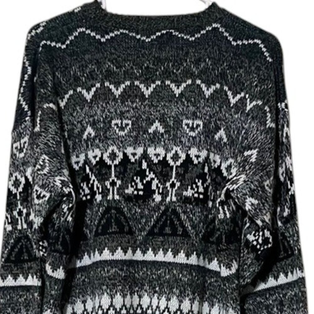 Vintage 1990's City Streets Black and Gray Abstract Grandpa Sweater - Picture 5 of 8